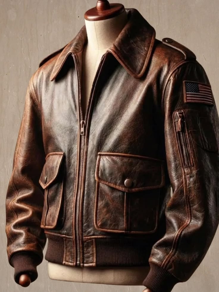 Men's Vintage Brown Leather Flight Jacket